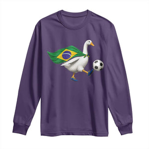 Brazil Soccer Goose Long Sleeve Shirt Brazilian Flag Patriotic Football Fan Graphic TS10 Purple Print Your Wear