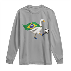 Brazil Soccer Goose Long Sleeve Shirt Brazilian Flag Patriotic Football Fan Graphic TS10 Sport Gray Print Your Wear