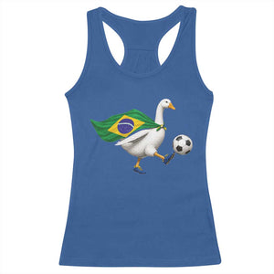 Brazil Soccer Goose Racerback Tank Top Brazilian Flag Patriotic Football Fan Graphic TS10 Royal Blue Print Your Wear