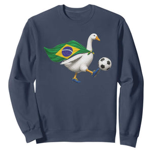 Brazil Soccer Goose Sweatshirt Brazilian Flag Patriotic Football Fan Graphic TS10 Navy Print Your Wear