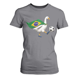 Brazil Soccer Goose T Shirt For Women Brazilian Flag Patriotic Football Fan Graphic TS10 Charcoal Print Your Wear