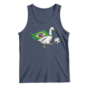 Brazil Soccer Goose Tank Top Brazilian Flag Patriotic Football Fan Graphic TS10 Navy Print Your Wear