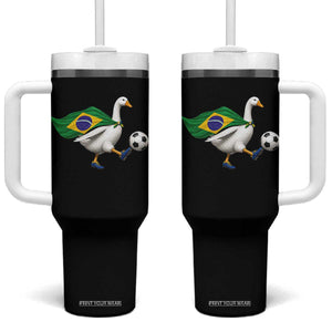 Brazil Soccer Goose Tumbler With Handle Brazilian Flag Patriotic Football Fan Graphic TS10 One Size: 40 oz Black Print Your Wear