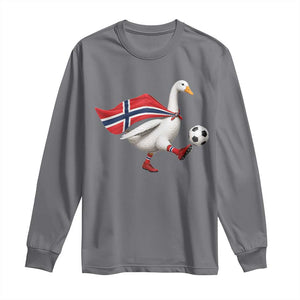 Norway Soccer Goose Long Sleeve Shirt Norwegian Flag Patriotic Football Fan Graphic TS10 Charcoal Print Your Wear