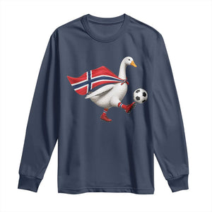 Norway Soccer Goose Long Sleeve Shirt Norwegian Flag Patriotic Football Fan Graphic TS10 Navy Print Your Wear