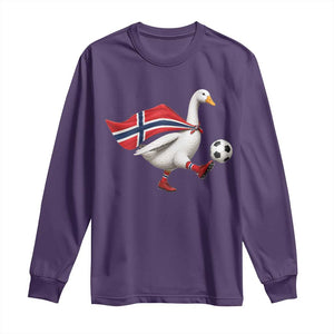 Norway Soccer Goose Long Sleeve Shirt Norwegian Flag Patriotic Football Fan Graphic TS10 S Purple Print Your Wear