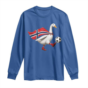 Norway Soccer Goose Long Sleeve Shirt Norwegian Flag Patriotic Football Fan Graphic TS10 Royal Blue Print Your Wear