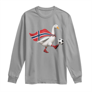 Norway Soccer Goose Long Sleeve Shirt Norwegian Flag Patriotic Football Fan Graphic TS10 Sport Gray Print Your Wear