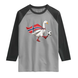 Norway Soccer Goose Raglan Shirt Norwegian Flag Patriotic Football Fan Graphic TS10 Sport Gray Black Print Your Wear