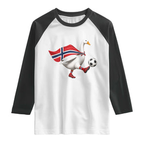 Norway Soccer Goose Raglan Shirt Norwegian Flag Patriotic Football Fan Graphic TS10 White Black Print Your Wear