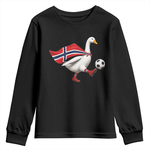 Norway Soccer Goose Youth Sweatshirt Norwegian Flag Patriotic Football Fan Graphic TS10 Black Print Your Wear