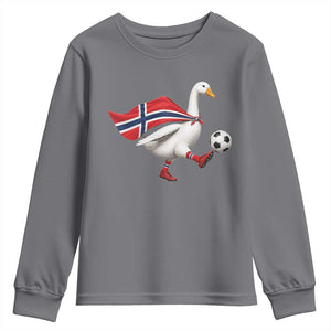 Norway Soccer Goose Youth Sweatshirt Norwegian Flag Patriotic Football Fan Graphic TS10 Charcoal Print Your Wear