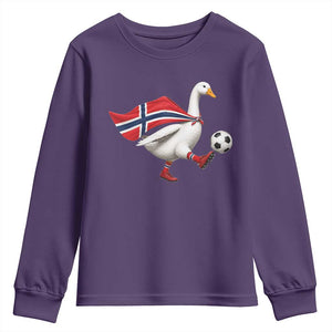 Norway Soccer Goose Youth Sweatshirt Norwegian Flag Patriotic Football Fan Graphic TS10 Purple Print Your Wear