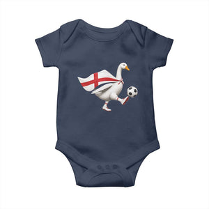 England Soccer Goose Baby Onesie Patriotic Football Fan Graphic England Flag TS10 Navy Print Your Wear