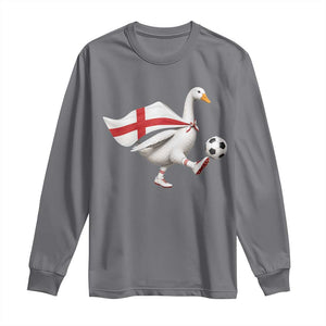 England Soccer Goose Long Sleeve Shirt Patriotic Football Fan Graphic England Flag TS10 Charcoal Print Your Wear