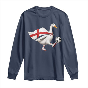 England Soccer Goose Long Sleeve Shirt Patriotic Football Fan Graphic England Flag TS10 Navy Print Your Wear