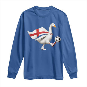 England Soccer Goose Long Sleeve Shirt Patriotic Football Fan Graphic England Flag TS10 Royal Blue Print Your Wear