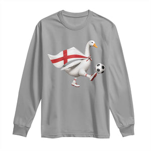 England Soccer Goose Long Sleeve Shirt Patriotic Football Fan Graphic England Flag TS10 Sport Gray Print Your Wear