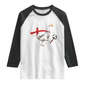 England Soccer Goose Raglan Shirt Patriotic Football Fan Graphic England Flag TS10 White Black Print Your Wear