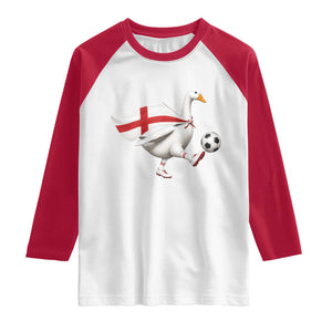 England Soccer Goose Raglan Shirt Patriotic Football Fan Graphic England Flag TS10 White Red Print Your Wear