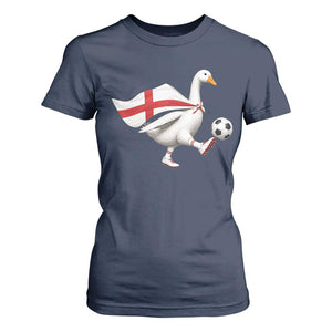 England Soccer Goose T Shirt For Women Patriotic Football Fan Graphic England Flag TS10 Navy Print Your Wear