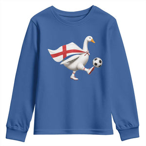 England Soccer Goose Youth Sweatshirt Patriotic Football Fan Graphic England Flag TS10 Royal Blue Print Your Wear