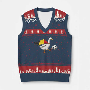 Belgium Soccer Goose V-Neck Knit Sweater Vest Belgian Flag Patriotic Football Fan Graphic TS10 Navy Red Print Your Wear