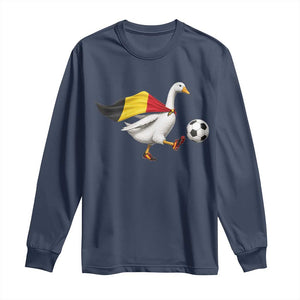 Belgium Soccer Goose Long Sleeve Shirt Belgian Flag Patriotic Football Fan Graphic TS10 Navy Print Your Wear