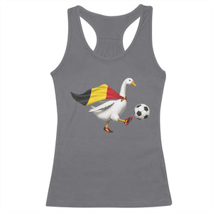Belgium Soccer Goose Racerback Tank Top Belgian Flag Patriotic Football Fan Graphic TS10 Charcoal Print Your Wear