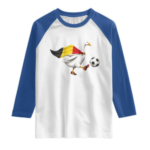 Belgium Soccer Goose Raglan Shirt Belgian Flag Patriotic Football Fan Graphic TS10 White Royal Print Your Wear