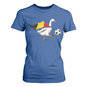 Belgium Soccer Goose T Shirt For Women Belgian Flag Patriotic Football Fan Graphic TS10 Royal Blue Print Your Wear