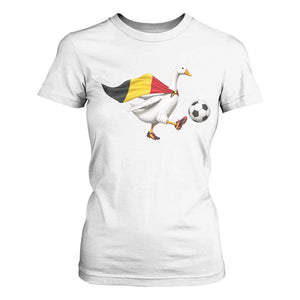 Belgium Soccer Goose T Shirt For Women Belgian Flag Patriotic Football Fan Graphic TS10 White Print Your Wear