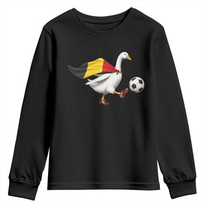 Belgium Soccer Goose Youth Sweatshirt Belgian Flag Patriotic Football Fan Graphic TS10 Black Print Your Wear