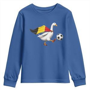 Belgium Soccer Goose Youth Sweatshirt Belgian Flag Patriotic Football Fan Graphic TS10 Royal Blue Print Your Wear