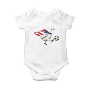 USA Soccer Goose Baby Onesie American Flag Patriotic Football Fan Graphic TS10 White Print Your Wear