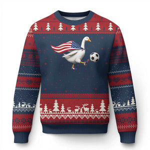 USA Soccer Goose Ugly Christmas Sweater American Flag Patriotic Football Fan Graphic TS10 Navy Red Print Your Wear