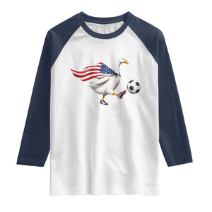 USA Soccer Goose Raglan Shirt American Flag Patriotic Football Fan Graphic TS10 White Navy Print Your Wear