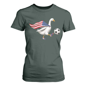 USA Soccer Goose T Shirt For Women American Flag Patriotic Football Fan Graphic TS10 Dark Forest Green Print Your Wear