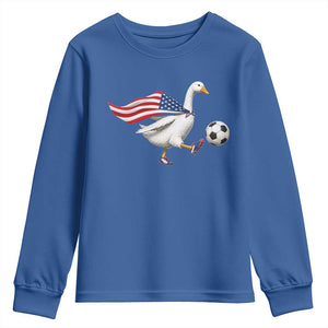 USA Soccer Goose Youth Sweatshirt American Flag Patriotic Football Fan Graphic TS10 Royal Blue Print Your Wear