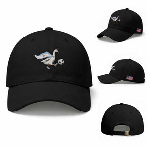 Argentina Soccer Goose Baseball Cap Argentine Flag Patriotic Football Fan Graphic TS10 Baseball Cap Universal Fit Black Print Your Wear