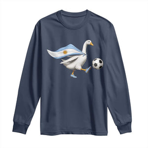 Argentina Soccer Goose Long Sleeve Shirt Argentine Flag Patriotic Football Fan Graphic TS10 Navy Print Your Wear