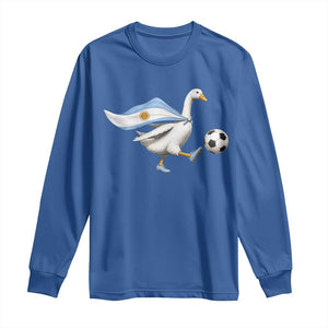 Argentina Soccer Goose Long Sleeve Shirt Argentine Flag Patriotic Football Fan Graphic TS10 Royal Blue Print Your Wear