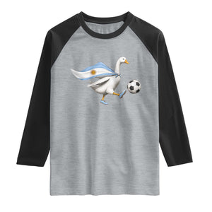 Argentina Soccer Goose Raglan Shirt Argentine Flag Patriotic Football Fan Graphic TS10 XS Heather Gray Black Print Your Wear