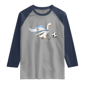 Argentina Soccer Goose Raglan Shirt Argentine Flag Patriotic Football Fan Graphic TS10 Sport Gray Navy Print Your Wear