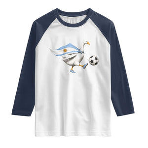 Argentina Soccer Goose Raglan Shirt Argentine Flag Patriotic Football Fan Graphic TS10 White Navy Print Your Wear