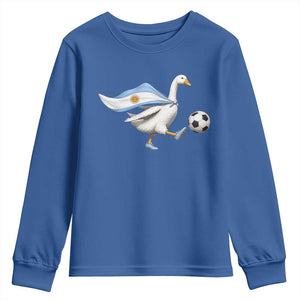 Argentina Soccer Goose Youth Sweatshirt Argentine Flag Patriotic Football Fan Graphic TS10 Royal Blue Print Your Wear