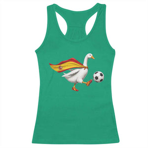Spain Soccer Goose Racerback Tank Top Spanish Flag Patriotic Football Fan Graphic TS10 Irish Green Print Your Wear