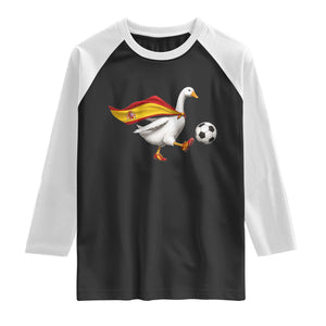 Spain Soccer Goose Raglan Shirt Spanish Flag Patriotic Football Fan Graphic TS10 Black White Print Your Wear