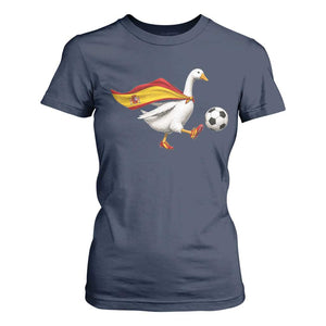 Spain Soccer Goose T Shirt For Women Spanish Flag Patriotic Football Fan Graphic TS10 Navy Print Your Wear