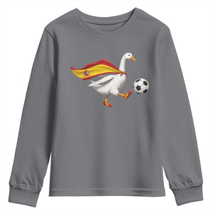 Spain Soccer Goose Youth Sweatshirt Spanish Flag Patriotic Football Fan Graphic TS10 Charcoal Print Your Wear